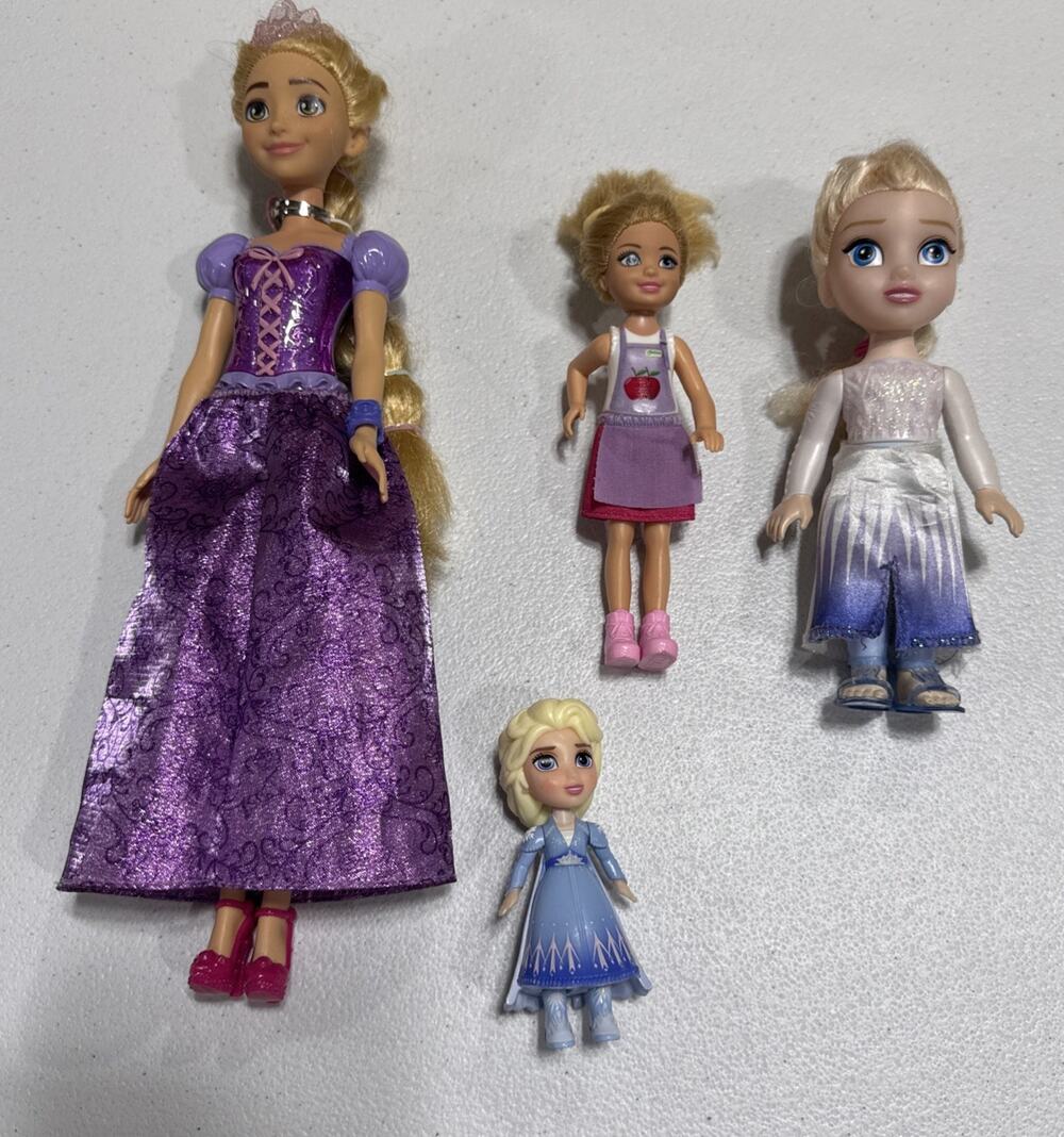 Lot Disney Princess Dolls Frozen Elsa, Rapunzel Fashion Doll, Barbie Chelsea